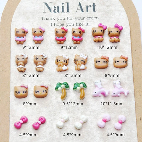 50PCS Nail Parts Charms Cute Cartoon Hello Kitty Nail Art Jewelry Decoration Phone Case Hairpin Manicure Press On Accessories