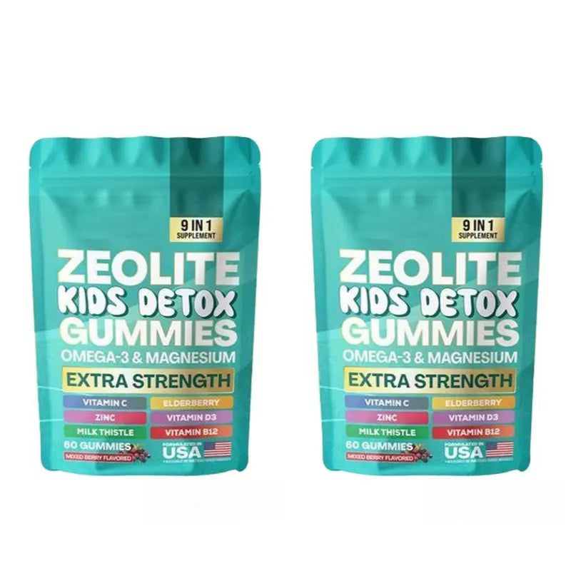 Zeolite Gummies 9-in-1 with Zeolite Omega-3 Magnesium Elderberry Vitamin C Milk Thistle Vitamin D3 Zinc B12 60 Gummies