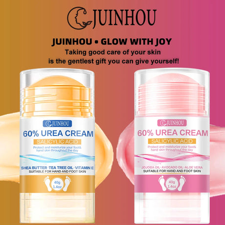 JUINHOU 40g2pcs 60% Urea Portable Foot Cream Stick Salicylic Acid Exfoliating Moisturizer Cracked Heel Repair Dry Skin Foot Care
