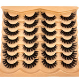 AMSDCN 14 Pairs 3D  Lashes Fluffy False Eyelashes Thick Volume Cat-Eye Faux Lashes Natural Long Wispy Lashes extension Pack