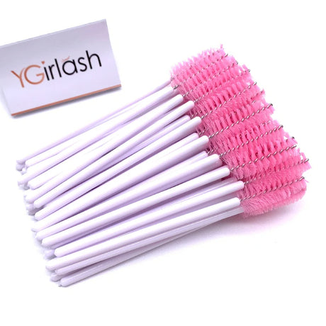 YGirlash 50Pcs Lash Swans Crystal Eyelash Applicator Disposable Diamond Handle Nylon Mascara Wands Brush Cosmetic Tools