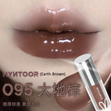 HYNTOOR Goth Lip Gloss Mirror Moist Nude Grey Black Silvery Fine Flash Low Saturation Lip Glaze Lasting Halloween Lip Makeup