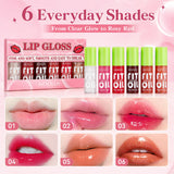 6Pcs Lip Oil Gloss Set, Hydrating High-Shine Non-Sticky Lip Gloss, Moisturizing Clear Pink Red Tint, Travel Makeup Gift