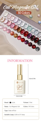 UR SUGAR 15ml Cat Magnetic Gel Nail Polish 30 Colors Semi Permanent Magnetic Gel UV/LED Soak Off Painting Vanrish Design