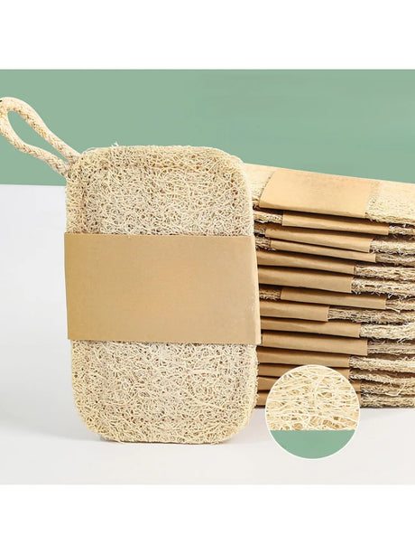 6pcs Natural Loofah Exfoliating Sponges - Gentle Body Scrubber for Shower & Bath, Bamboo Fiber Cleaning Pads