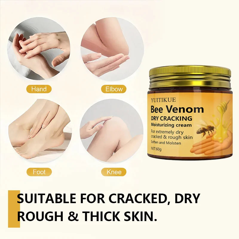 YUITIKUE Bee Venom Moisturizing Cream 60g - For Extremely Dry & Cracked Skin, Repairs Hands, Feet, Elbows & Knees, SPA-like Care