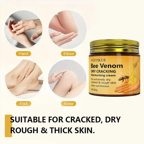 YUITIKUE Bee Venom Moisturizing Cream 60g - For Extremely Dry & Cracked Skin, Repairs Hands, Feet, Elbows & Knees, SPA-like Care