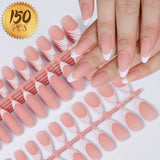 120/150pcs Matte White French Gel Nail Tips Medium Almond Nude Press On Nails 0.75-2.6cm Pink/Nude ABS Soft Gel Nail Flase Tips