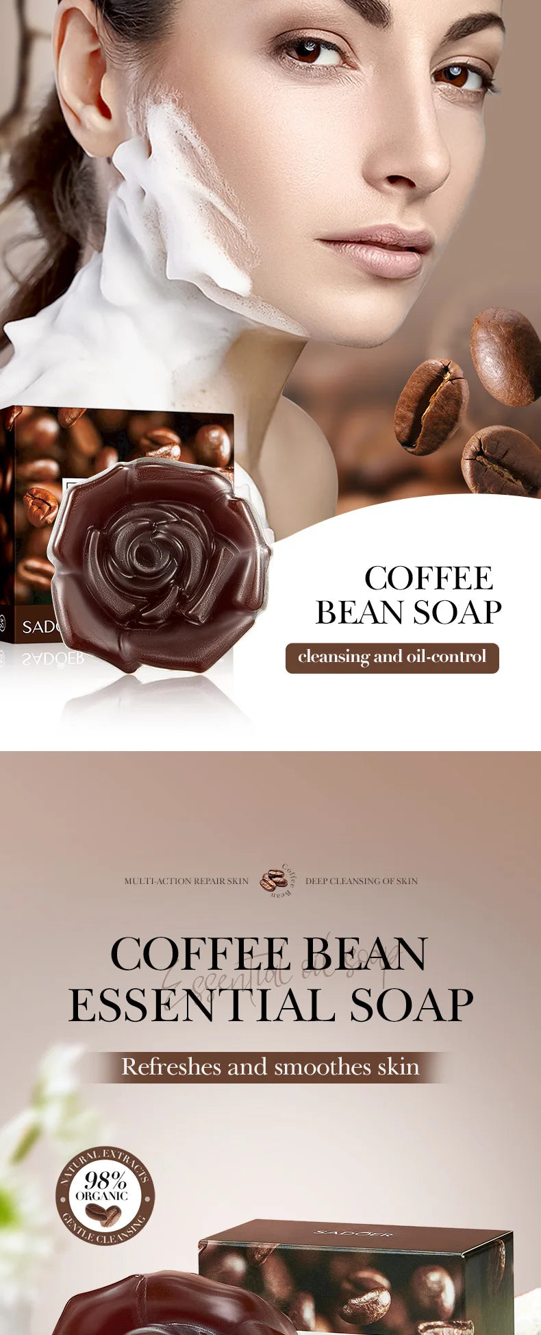 100g Coffee Handmade Soap Cleansing The Body Hand Wash Soap   Essential Oil Moisturizing Product Body Care Dry Skin Prevent Dry