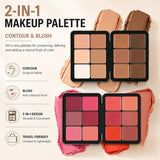 Cream Blush Contour Concealer Palette, 12 Shades Multi-Use Cream Makeup Palette for Face, Blendable Matte Cream Bronzer Highlighter Blush Pigment, Long Lasting Cream Foundation Camo Palette for Cheek,
