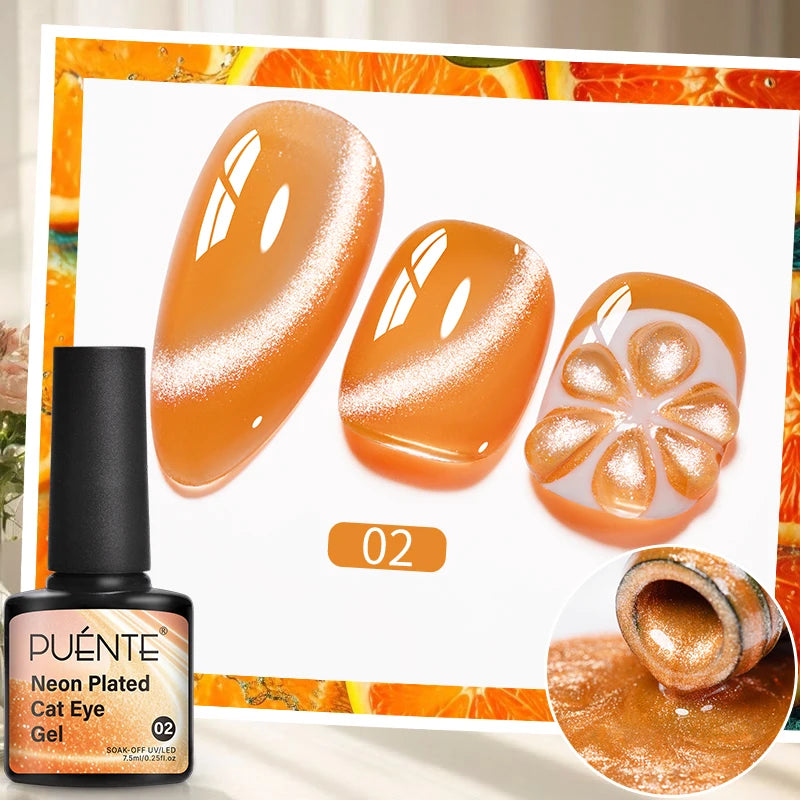 PUENTE 7.5ML Nude Shade Moonlight Cat Magnetic Gel Nail Polish Ultra-Bright Cat Eye Soak Off UV Semi-Permanent Varnish Manicure