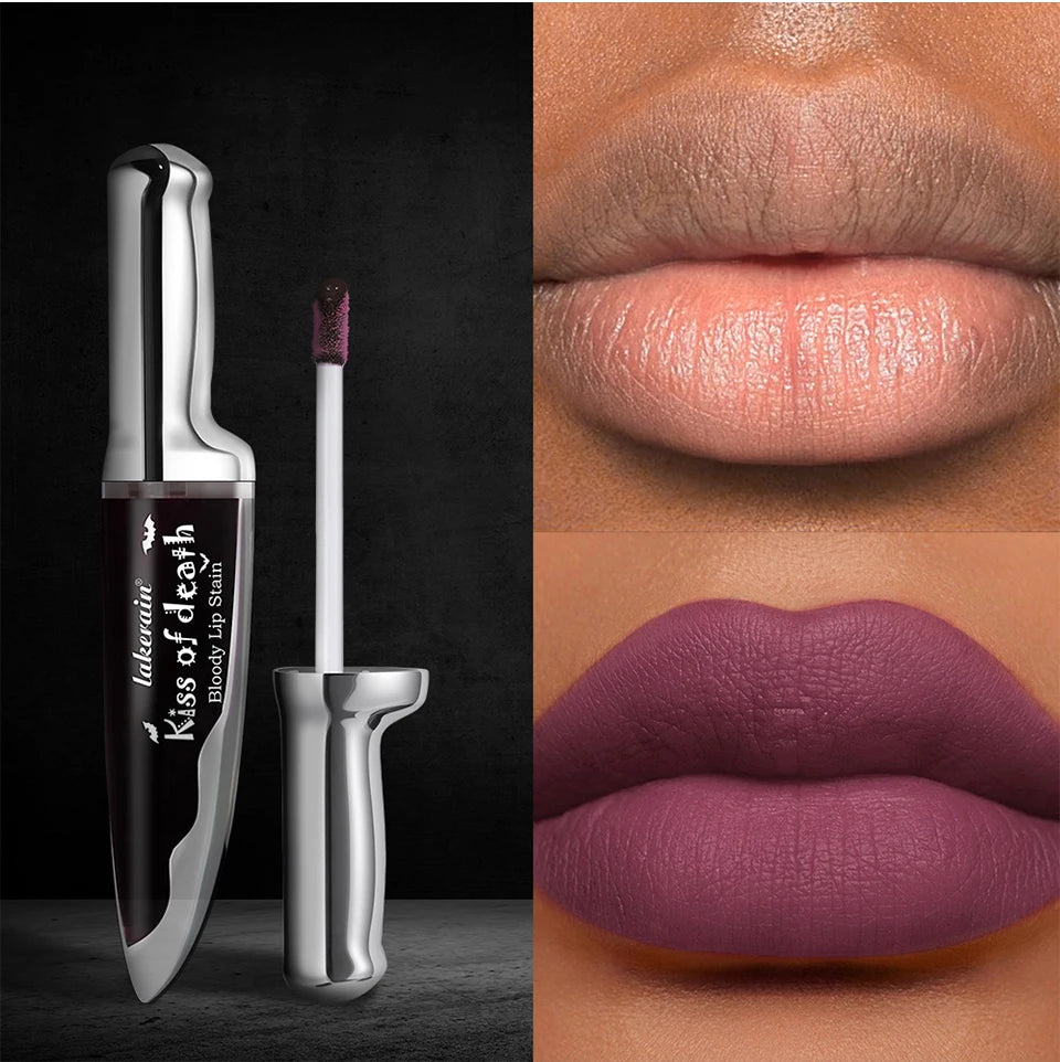 Lakerain Fake Bloody Lip Stain Gel-like Waterproof Spill-proof Long Lasting Matte Lip Tinting Halloween Party Lip Cosmetics