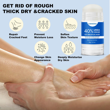 40% Urea Foot Cream Stick - Moisturizing & Exfoliating Cracked Heel Repair Deep Hydration for Dry Feet Long protect