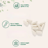 NAD+ Supplement with Glutathione Resveratrol Astaxanthin 10-in-1 Formula 60 Capsules for Men and Women Daily Wellness