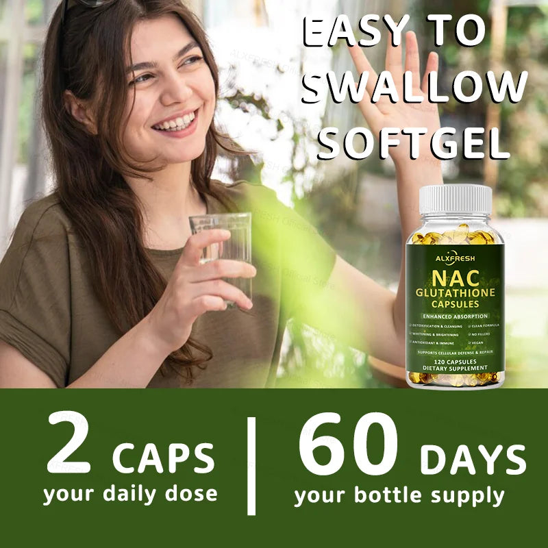 Premium NAC + Glutathione Complex Detox & Antioxidant Boost with Vitamin C | Liver Support, Immune System Health Supplement