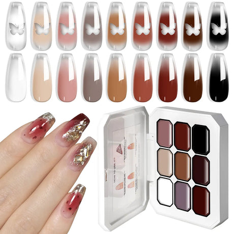 LIMEGIRL 9 Color Gradient Painting Gel Nail Art Design DIY Solid Gel Nail Polish Quickly Carved Petal Nail Painting Gel