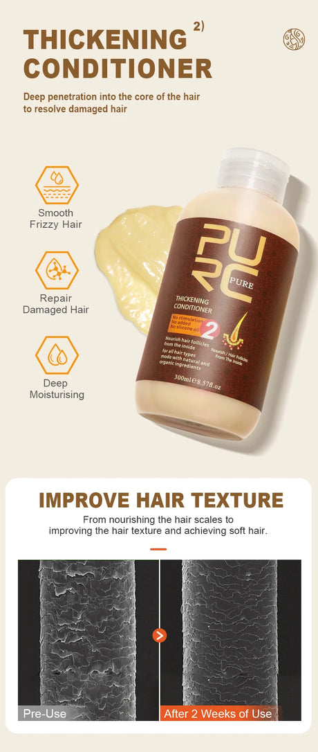 PURC Hair Shampoo Conditioner Hair Growth Oil Sets Smoothing Hair Loss Treatment Repair Damamged Nourish Hair Care Products