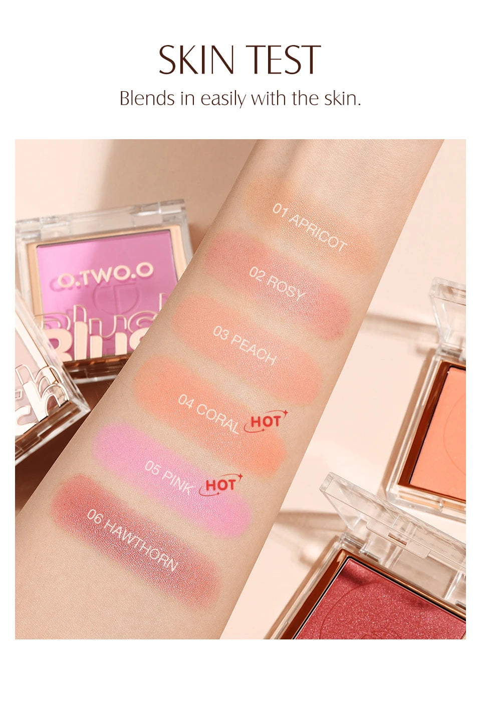 Soft Mineral Blush Palette 6 Colors Matte Long Lasting Powder Natural Cheek Contour Shadow Rouge Makeup Beauty