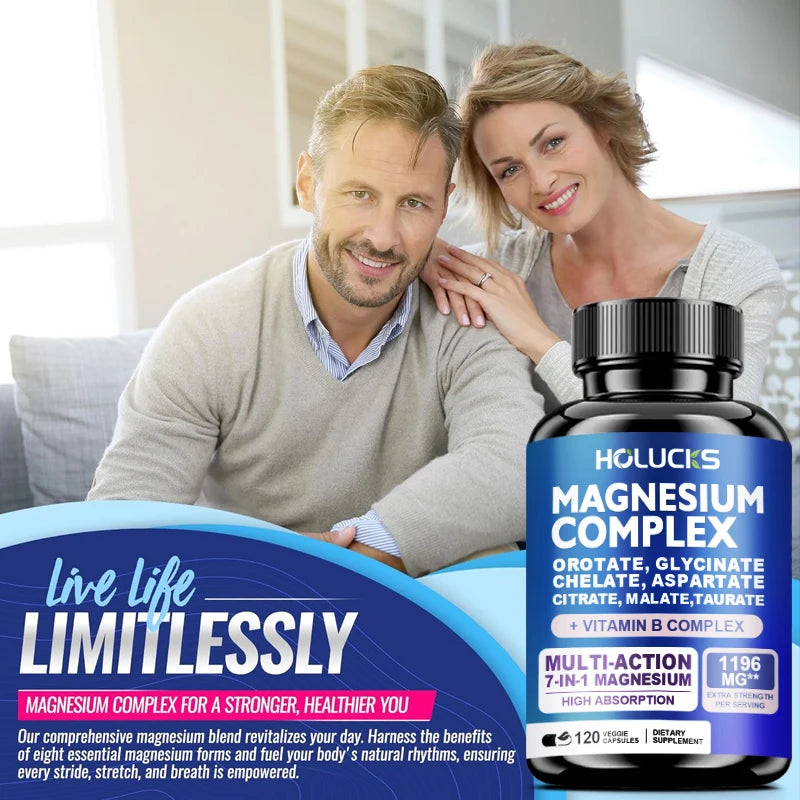 Magnesium Complex Capsules, Support Energy, Bone Strength, Restful Deep Sleep, Brain Health & Anxiety Relief