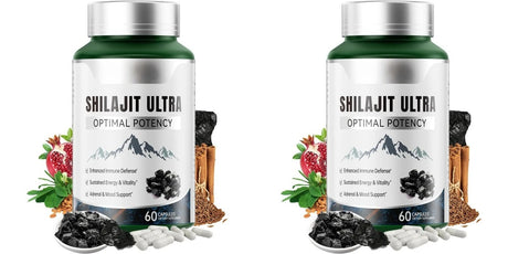 Shilajit Ultra with L-Arginine for Natural Energy and Vitality 60 Capsules Non-GMO  Endurance Stamina Antioxidant Supplement
