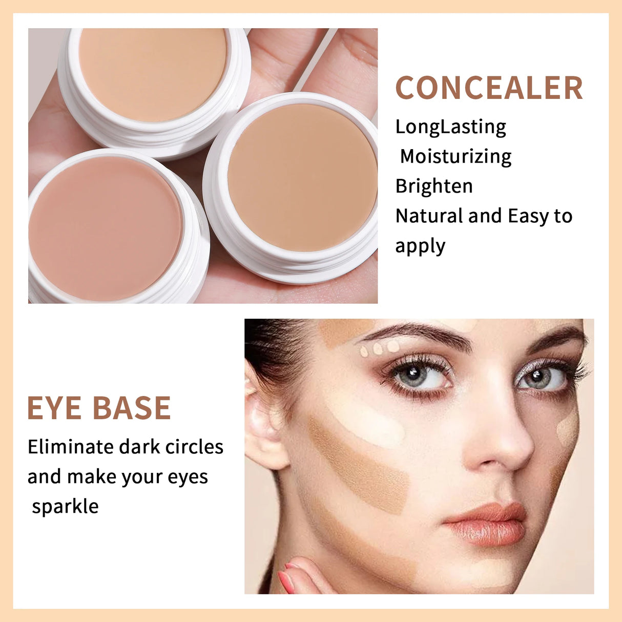 QIC Waterproof & Sweatproof Concealer Cream - Tattoo coverage, Long-Lasting Foundation, Natural,Full coverage, All Skin Types