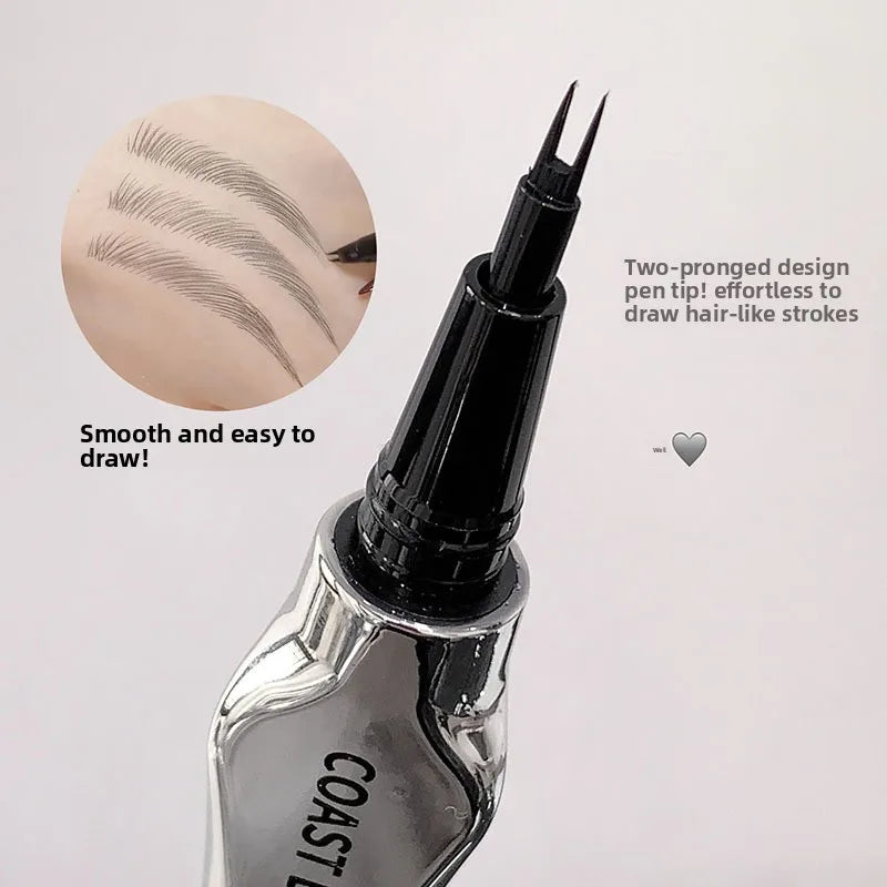 Natural Hair-Like Strokes Eyebrow Pen COAST BABY 2 Forks Tip Waterproof Long Lasting Smudge Proof Brow Pen