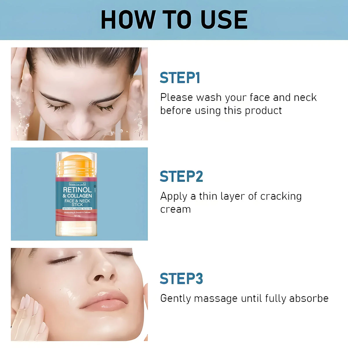 Retinol Face and Neck Treatment Bar with Firming Elasticity Improve Loose Skin Lotion Moisturizes and brightens skin