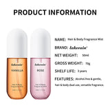 Vanilla & Rose Fragrance Mist Perfume Long Lasting Refreshing Portable Body Spray Gentle Natural Aroma for Women Daily Dating Tr