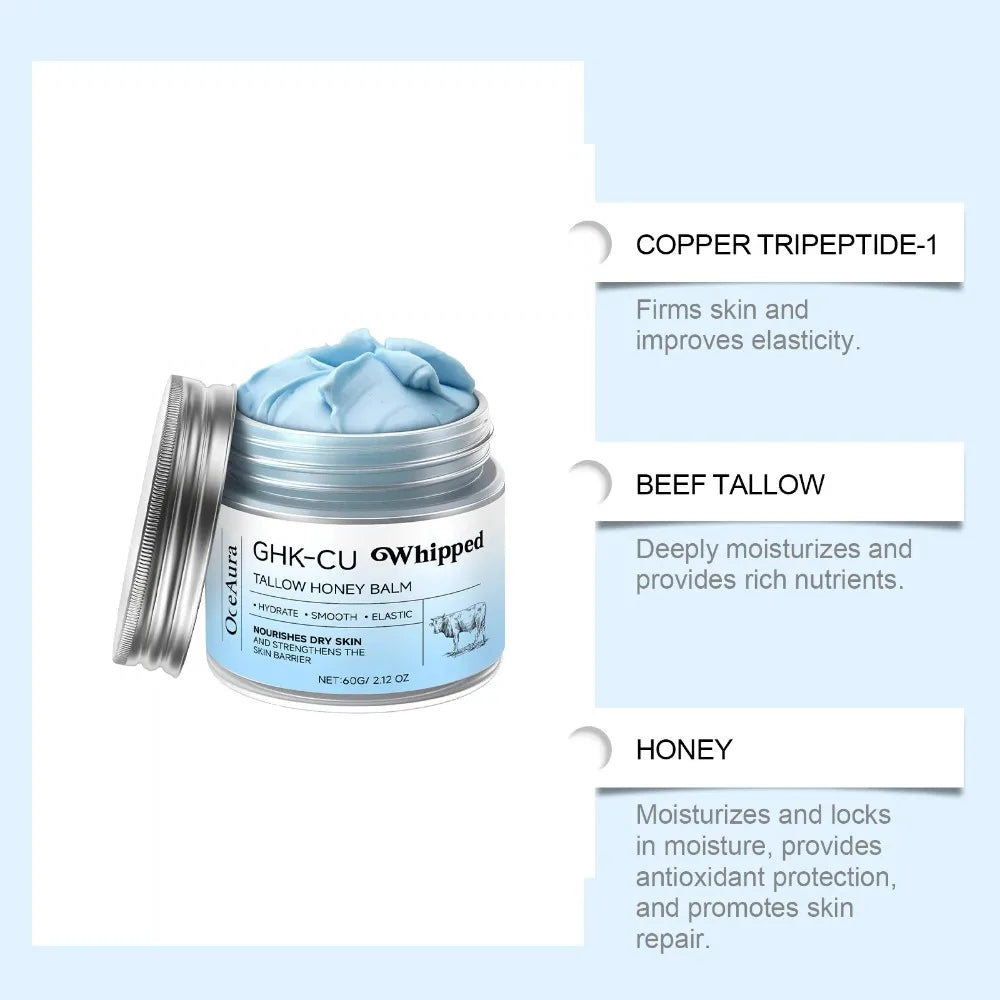 Copper Peptides PDRN GHK-Cu Beef Tallow for Skin Blue Balm Manuka Honey Face and Body Moisturizer Mature Dry & Sensitive Skin