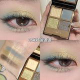 Faiccia 4-Color Mojito Eyeshadow Palette - Earth Pink Brown, Glitter Matte, Brightening, Perfect for Daily & Party Looks