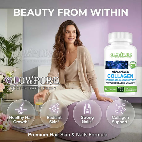 Multi Collagen Peptides Capsules  for Women Men Skin, Wrinkles, Antioxidant, Joint Supplement