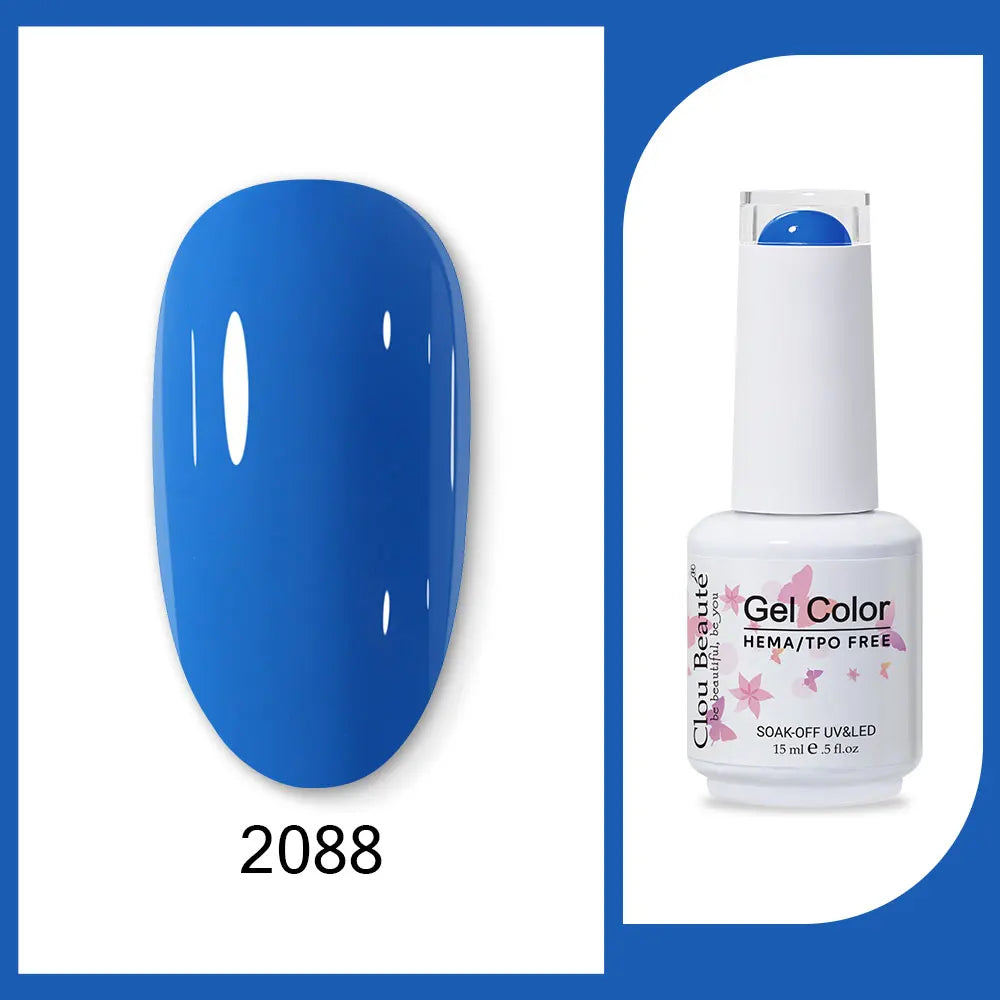 Clou Beaute Gel Color Hema TPO Free 15ml Gel Nail Varnish Soak Off UV Gel Polish Nail Art Manicure Lacquer Nail Art Jelly Gel
