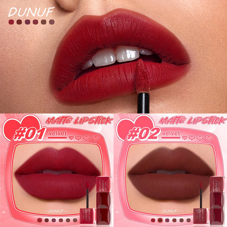6pc/set Velvet Matte Lipstick Long-lasting Waterproof Lip Gloss Lip Glaze Non-Stick Cup Nude Red High Pigment Y2K Christmas Gift