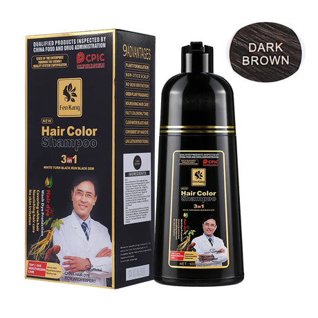 3 in 1 Black Hair Dye Shampoo for Gray Hair Home Herbal Hair Coloring Cream for Men Women Cover White Nourishing Formula 500ml
