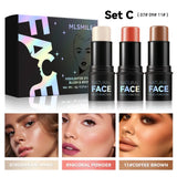 MLSMILE Highlight Contour 3-pack For 3D Makeup Brightening Skin Tone Face Blush Stick 3 Pcs Set 2025 New