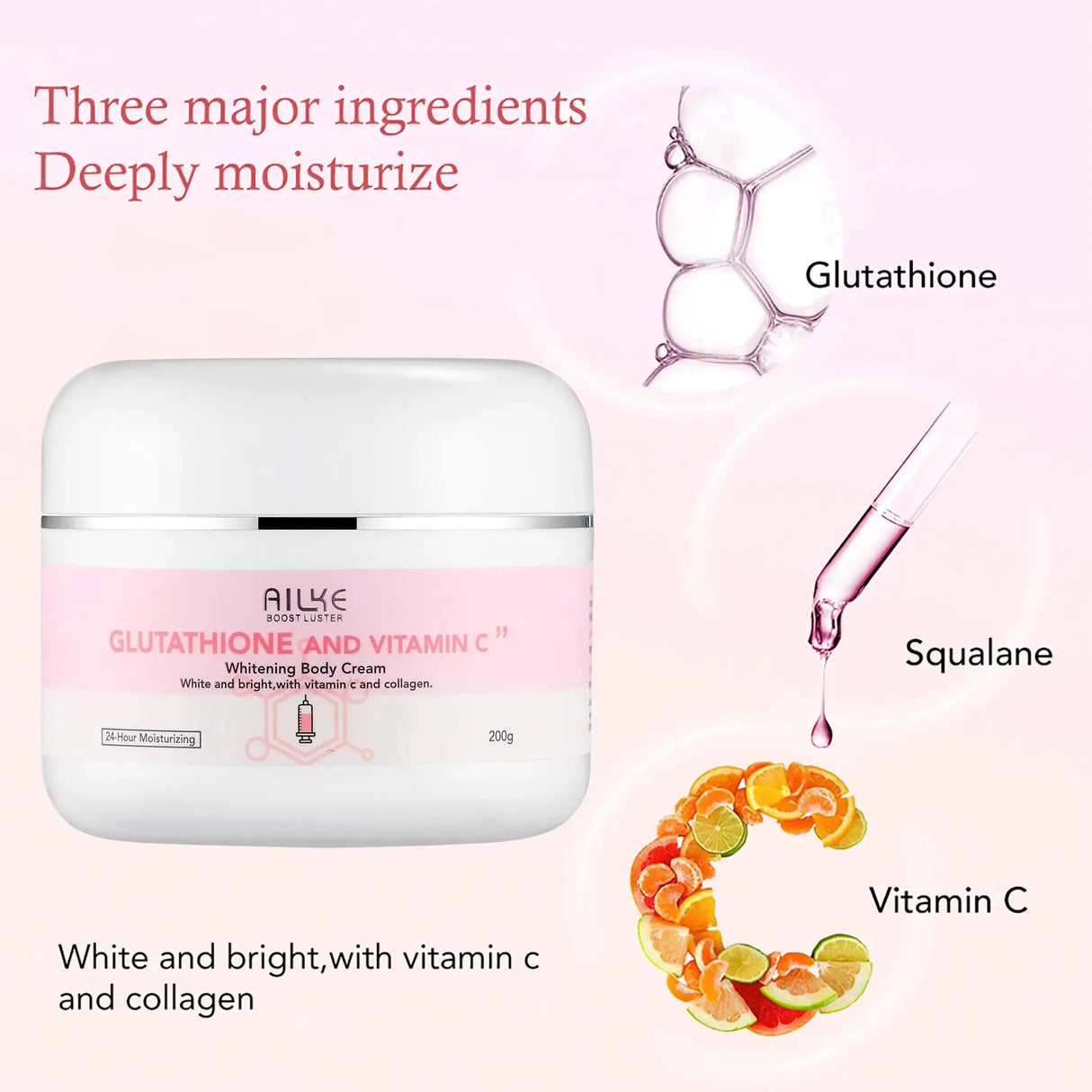 AILKE Glutathione & Vitamin C Kit, With Whitening Lotion, Moisturizing Cream, Lightening Soap, Spa Oil, Glowing Body Cream