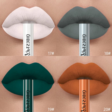 QIBEST Liquid Lipstick Waterproof Velvet Nude Matte Sexy Red Lip Gloss Long Lasting Nonstick Lip Stain Makeup 24 Colors Hots