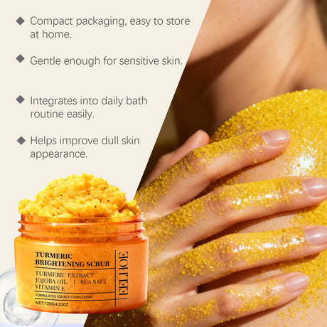 EELHOE Turmeric Scrub Lighten Skin Brightening Products Full Body Cleaning Dead Skin Remover Smooth Sea Salt Exfoliating Scrub
