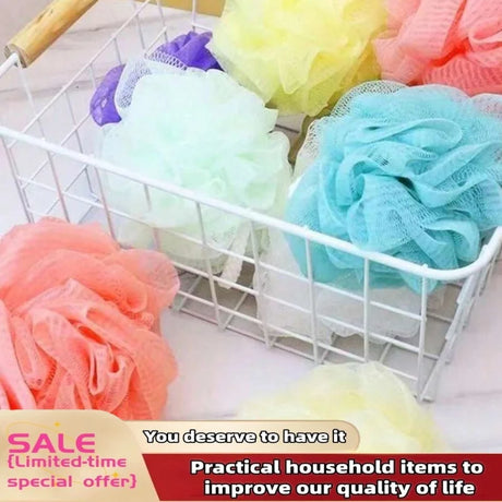 Solid Color Hanging Bath Ball Non-Dispersible Foaming Bath Flower For Home Shower Cleansing Hanging Rope Bath Ball Solid Color