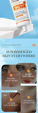 SPF90+ sunscreen, UV protection, whitening sunscreen, moisturizing, whitening, facial and body sunscreen, skin care, anti-aging