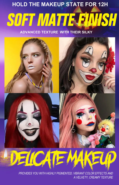 8PCS Halloween Matte Lipstick Set Dark Black Vampire Yellow Velvet Lipsticks for Face Body Painting Creative DIY Makeup Cosmetic