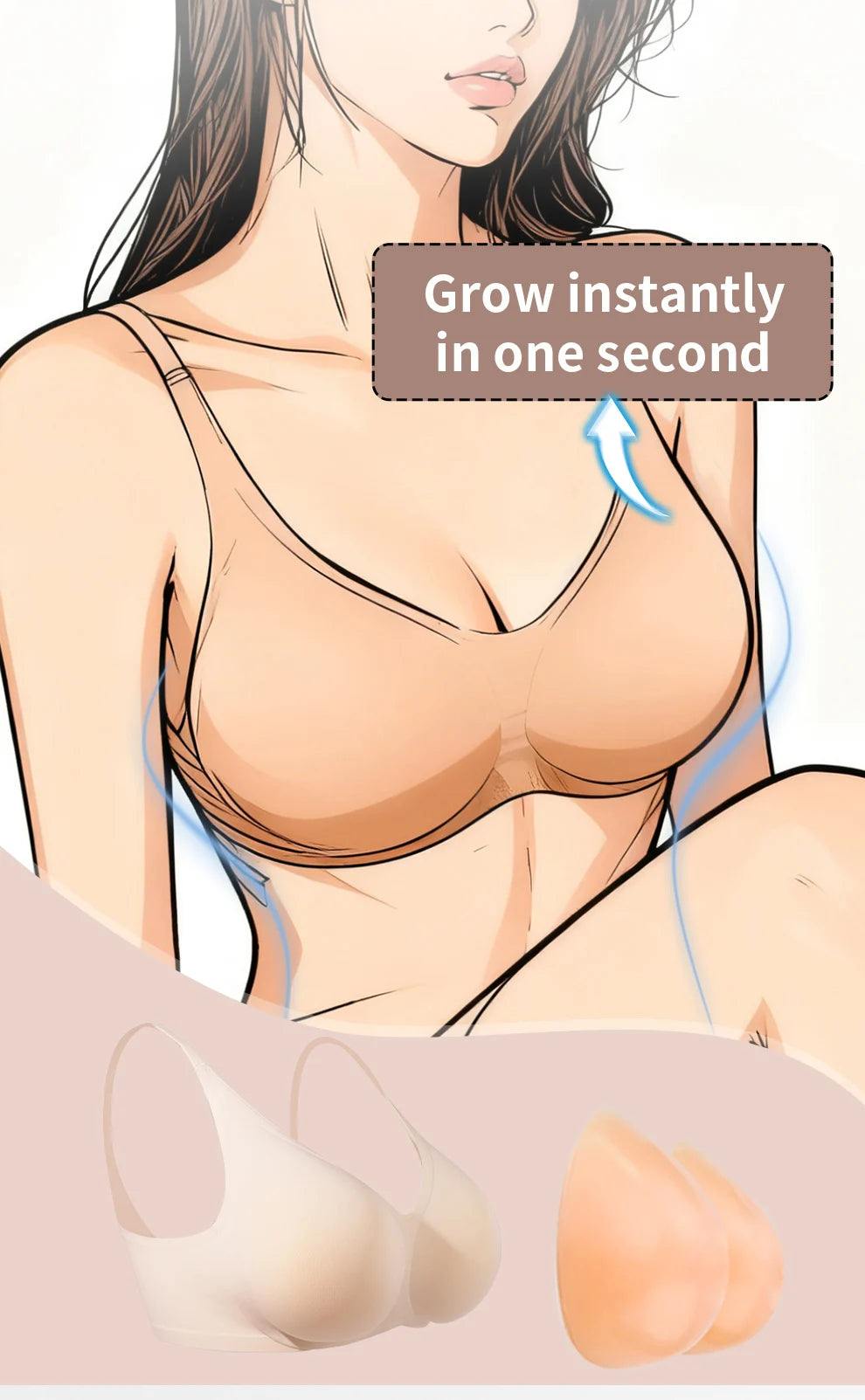 LERVANLA Silicone Breasts Pads Forms Pads Chest Women's Fake Boobs Enhancement Magnify Underwear 2-in-1Breast Becomes Big
