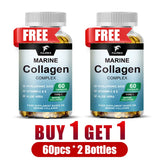 Marine Collagen Complex Capsules, Hydrolyzed Peptides for Skin Elasticity, Hair, Nails, Joint & & Bones Health, Glowing Beauty
