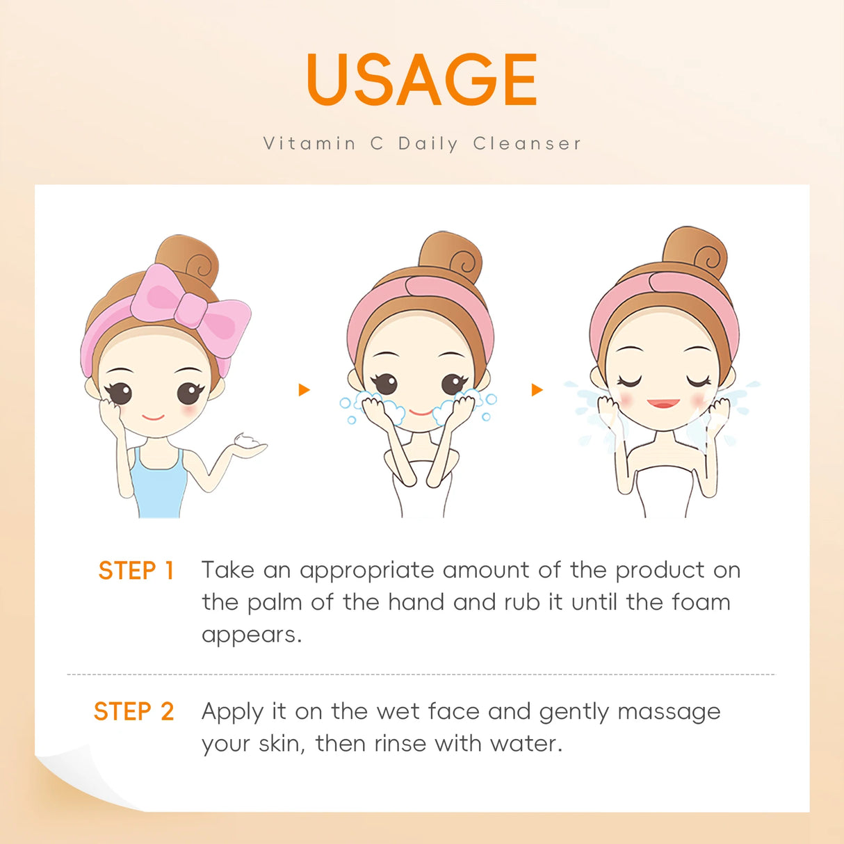 LAIKOU Vitamin C Daily Cleanser Brightening Face Wash Deep Cleansing Moisturizing Skin Tone Even Treatment