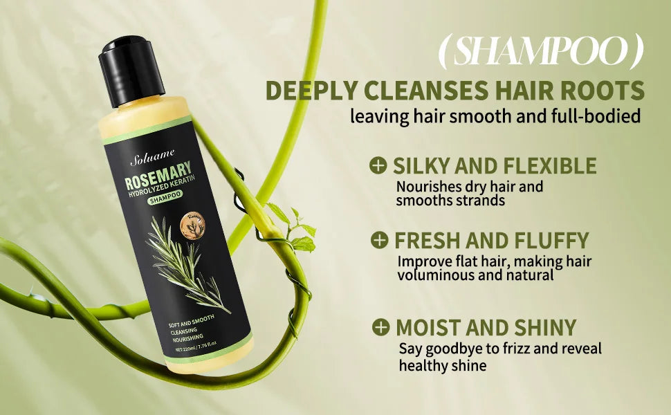 Rosemary Hydrolyzed Keratin Shampoo and Conditioner Set for Damaged Hair, Nourishing Hair Care for Soft, Smooth, Strong Hair