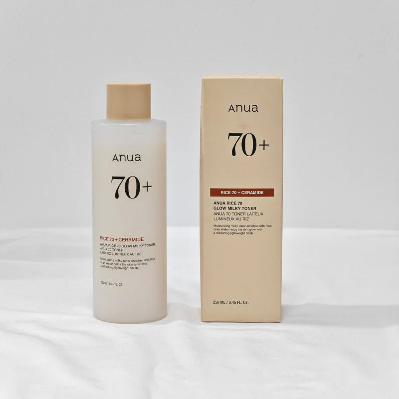 Korean Rice 70 Glow Milky Toner,Acne Moisturizing Rice Water Niacinamide Facial Essence Toner Pore Care Face Care Products 250ml