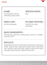 1/2pcs SADOER Niacinamide Arbutin Hand Cream Moisturizing Non Greasy Nourishing Anti Dry Crack Hydrating Hands Skin Care