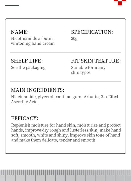 1/2pcs SADOER Niacinamide Arbutin Hand Cream Moisturizing Non Greasy Nourishing Anti Dry Crack Hydrating Hands Skin Care