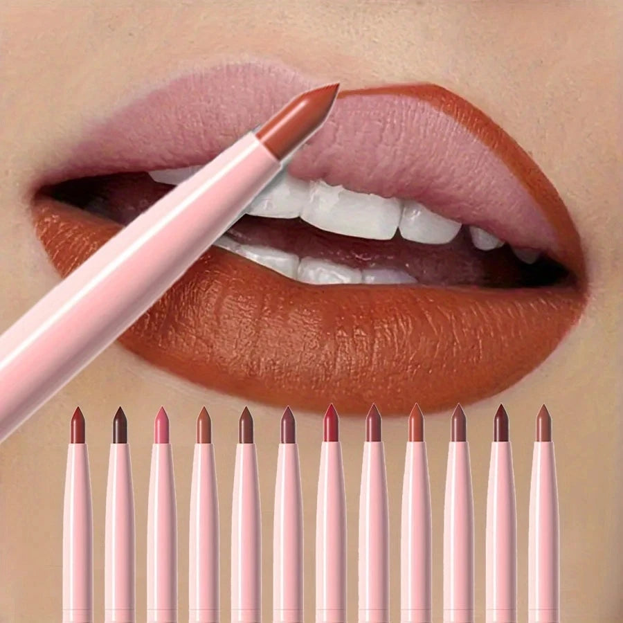 6pcs Lip Liner Pen Set Long-Lasting, Waterproof Sweatproof, Easy Coloring Non-fading Color Rendering Lip Gloss Set Beauty Makeup