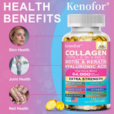 Multi Collagen Capsules - Types I, II, III, V & X Biotin Keratin Hyaluronic Acid MSM Zinc Magnesium,Hair Skin and Nails Vitamins